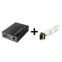 Медиаконвертер CBM 10/100/1000 BASE-TX to 1000BASE-FX + Трансивер CBM SFP 1.25G T15/R13 LC 20 km DDM 1550-1310 нм